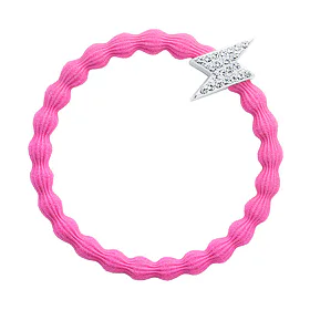 By Eloise London Silver Diamante Bolt Neon Pink