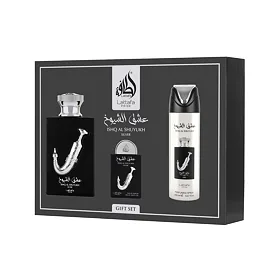 Lattafa Pride Ishq Al Shuyukh Silver EDP 100 ml + EDP 20 ml + DEO v spreji 200 ml (unisex)