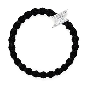 By Eloise London Silver Diamanté Bolt Black