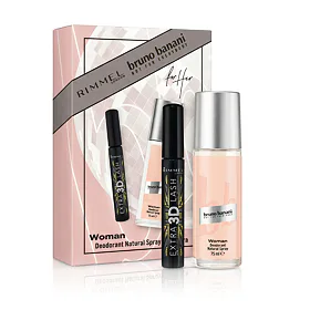 Bruno Banani Woman DEO v skle 75 ml + maskara Rimmel Extra 3D (Black) 8 ml (woman)